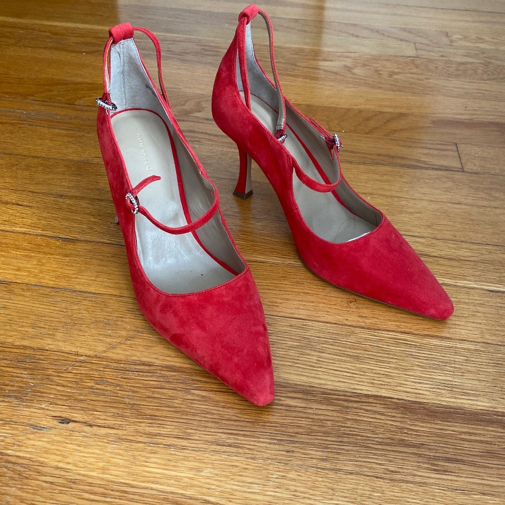 NEW ANN TAYLOR RED SUEDE MARY JANE HIGH HEEl SHOES SIZE 8